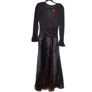 JS Collections Chiffon Black V-Neck Maxi Cocktail Party Dress Evening Go…